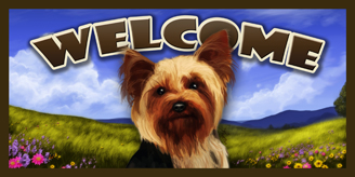 Yorkie_Spring Welcome sign